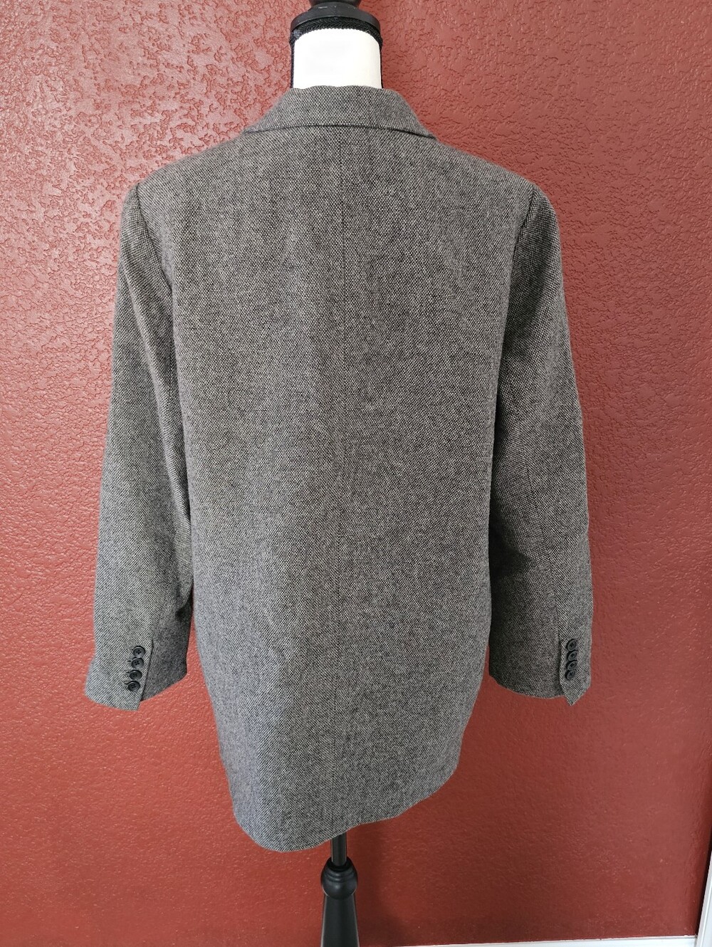 Gray Herringbone Women's Blazer Jacket - Classic Tailored Coat - Picture 5 of 10